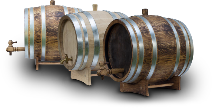 trzy dębowe beczki Boros Oak Barrels